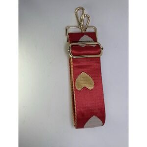 Red Heart Print Crossbody Strap with Gold Hardware